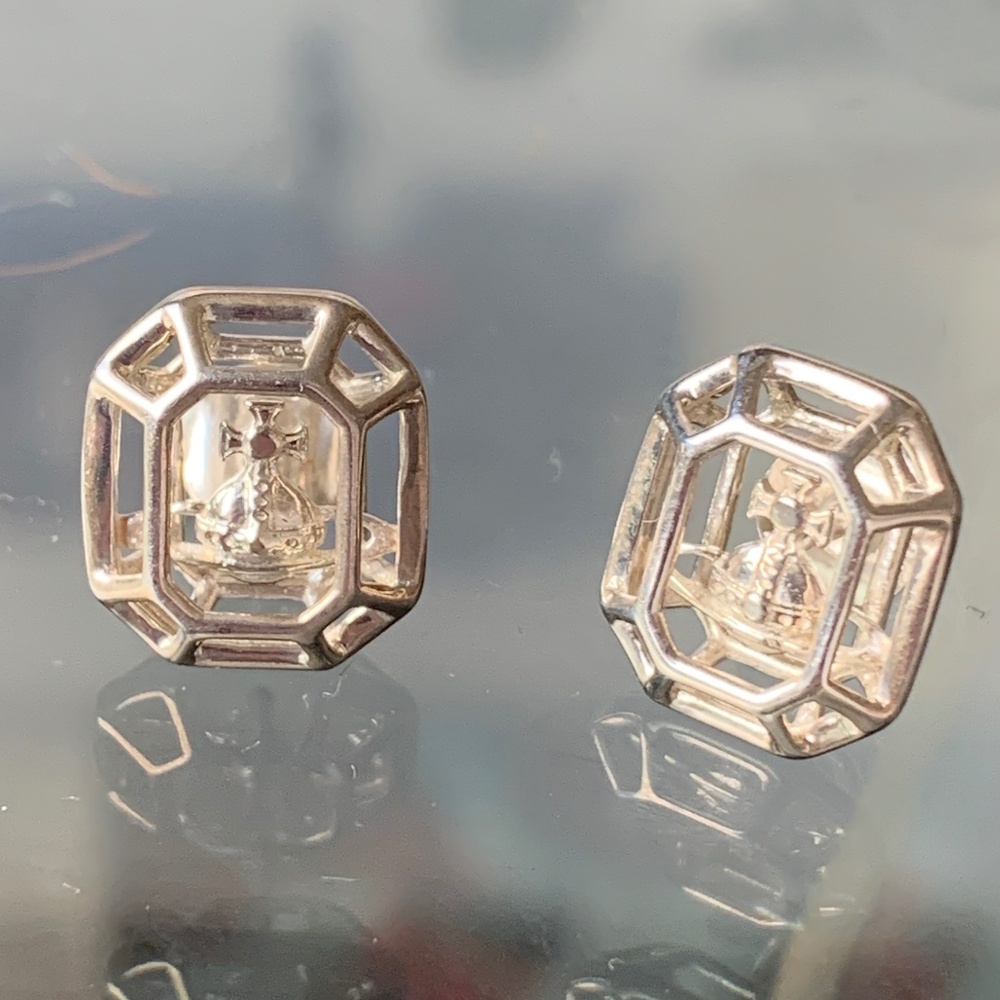Vivienne Westwood Sterling 925 Silver Orb in a Cage Earrings - Unique